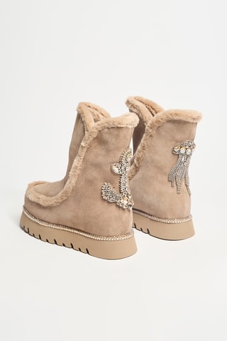 Bottines fourrées en cuir - Beige