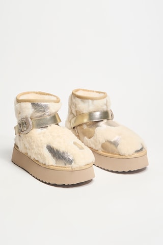 Bottines fourrées en cuir - Beige