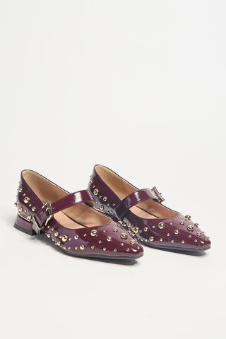 Babies à talons vernies en cuir - Bordeaux