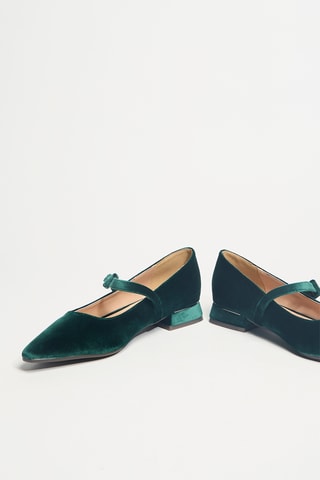 Babies à talons en cuir - Vert