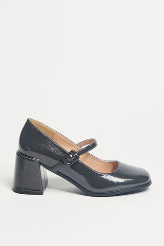 Babies à talons vernies en cuir - Noir