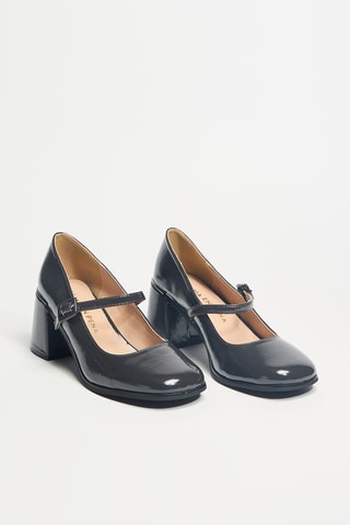 Babies à talons vernies en cuir - Noir