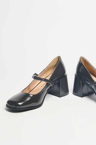 Babies à talons vernies en cuir - Noir