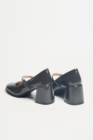 Babies à talons vernies en cuir - Noir