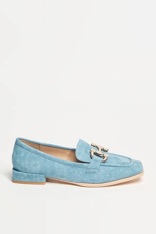 Leren Mocassins met Hak - Lichtblauw