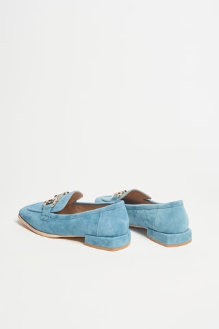 Leren Mocassins met Hak - Lichtblauw
