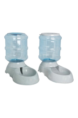 2 distributeurs automatiques de croquettes et d'eau - Gris - 32 x 17,8 x 30,5 cm