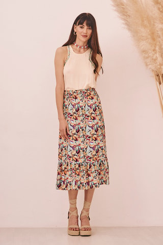 Jupe midi taille haute Mousse - Corail
