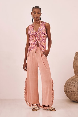Pantalon taille haute Iriss - Corail
