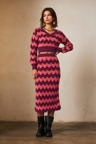 Jupe midi taille haute Hasana - Rose