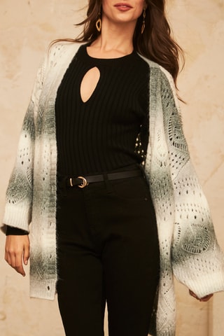 Gilet long tie and dye Marjani - Gris
