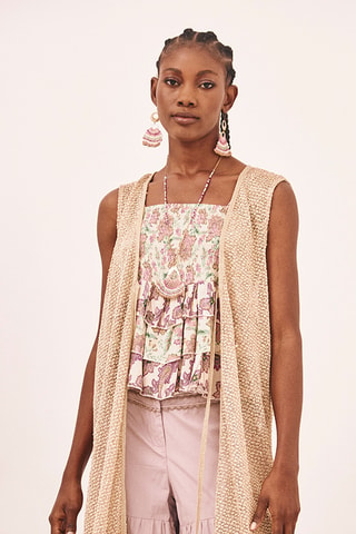 Gilet long sans manches Normandri - Doré