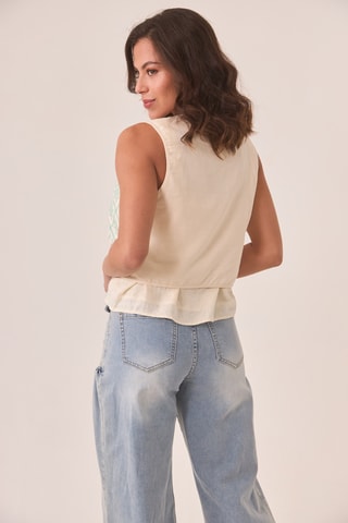 Gilet sans manches en lin Taraji - Écru