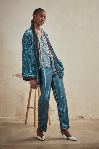 Pantalon taille haute Thumbai - Bleu