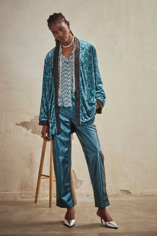 Pantalon taille haute Thumbai - Bleu