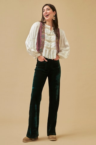 Pantalon flare en velours Columbina - Bleu