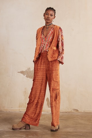 Pantalon cargo en velours Atenea - Rouge