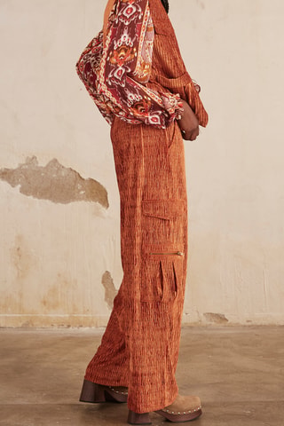 Pantalon cargo en velours Atenea - Rouge