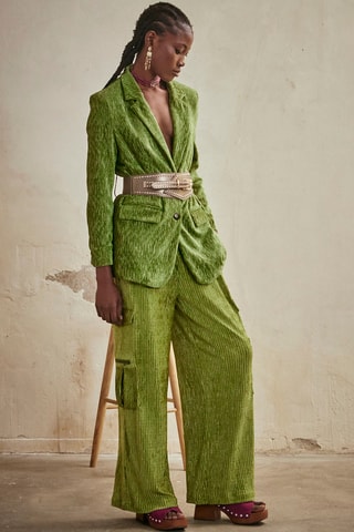 Pantalon cargo en velours Atenea - Vert clair