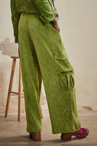 Pantalon cargo en velours Atenea - Vert clair