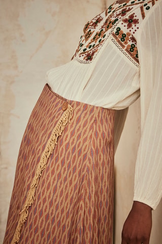 Jupe portefeuille taille haute Nirali - Camel