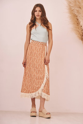 Jupe portefeuille taille haute Ashima - Marron