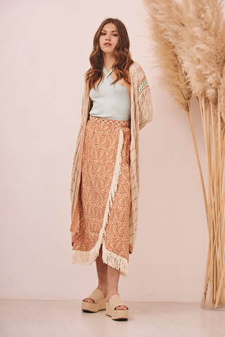 Jupe portefeuille taille haute Ashima - Marron