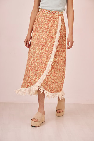 Jupe portefeuille taille haute Ashima - Marron