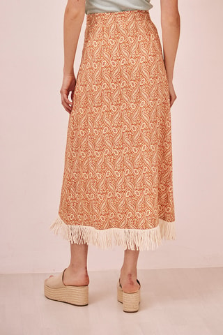 Jupe portefeuille taille haute Ashima - Marron