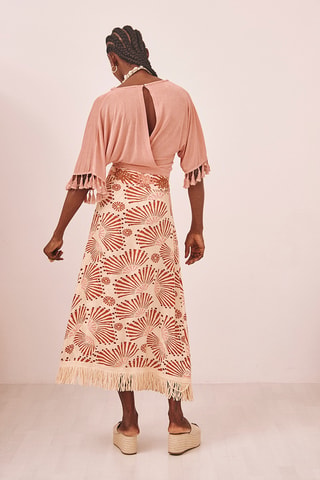 Jupe portefeuille taille haute Brilia - Beige