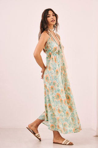 Robe longue Mae - Turquoise