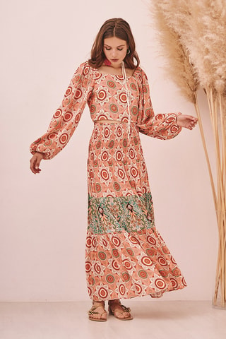 Jupe longue taille haute Ninasia - Orange