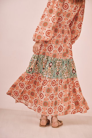 Jupe longue taille haute Ninasia - Orange