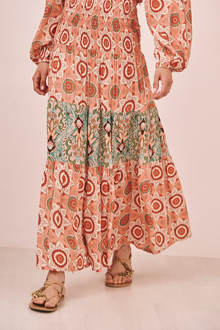 Jupe longue taille haute Ninasia - Orange