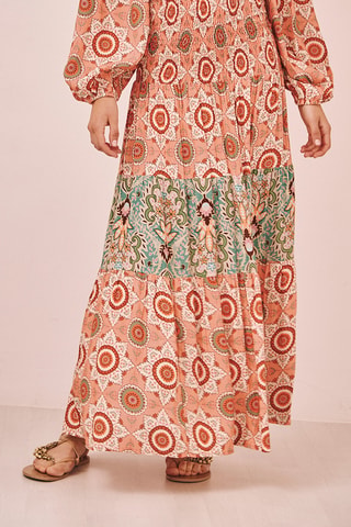 Jupe longue taille haute Ninasia - Orange