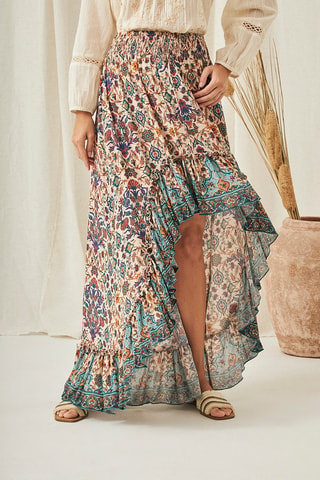 Jupe longue taille haute Saki - Bleu