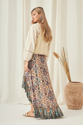 Jupe longue taille haute Saki - Bleu