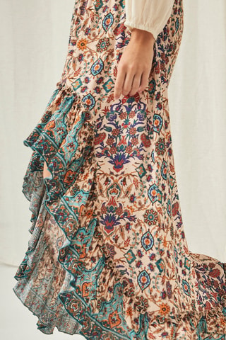 Jupe longue taille haute Saki - Bleu