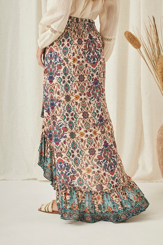 Jupe longue taille haute Saki - Bleu