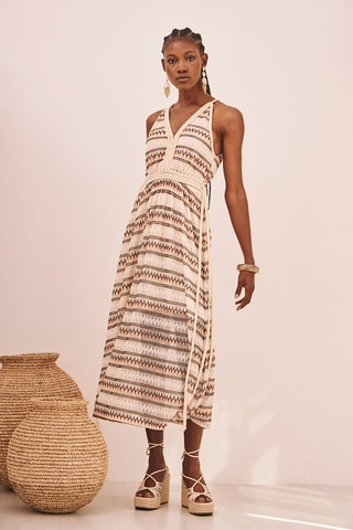Robe midi sans manches Namo - Beige