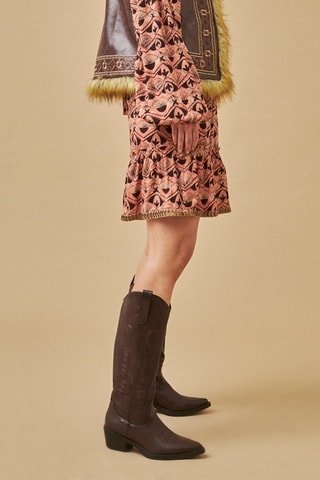 Jupe patineuse taille haute Anturio - Rose