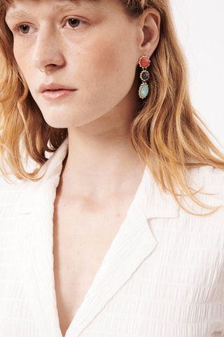 Boucles d’oreilles Cacilie - Turquoise et rouge