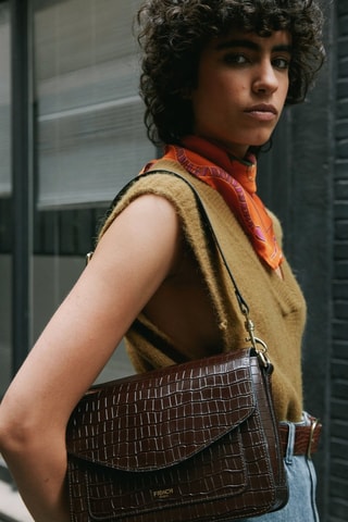 Sac porté épaule en cuir Riley - Marron foncé