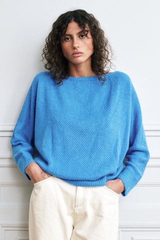 Pull en alpaga et laine Sylvie - Bleu électrique