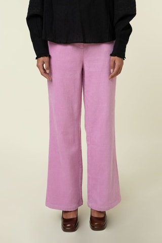 Pantalon en velours taille haute Yiwen - Rose