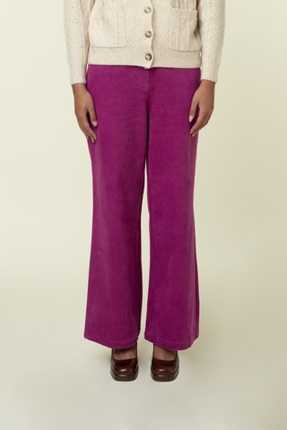 Pantalon en velours taille haute Yiwen - Violet