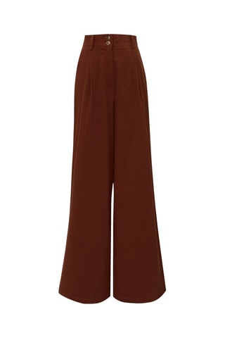 Pantalon large taille haute Philo - Marron