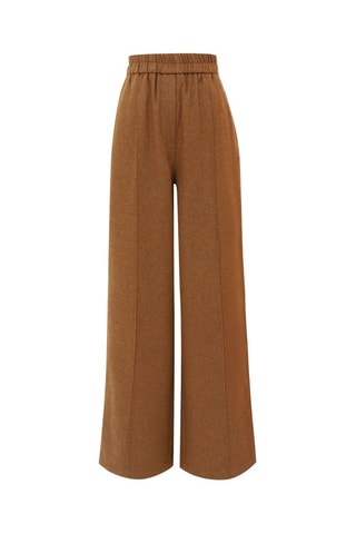 Pantalon de costume large en laine taille haute Rani - Marron