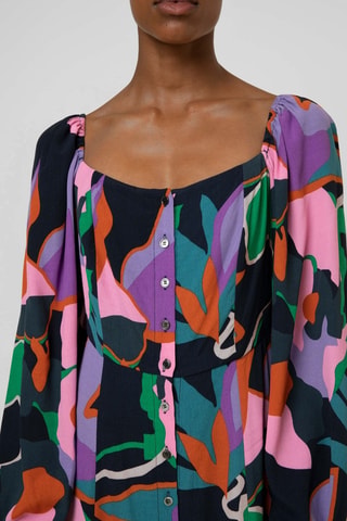 Robe chemise Jenine - Noir et violet