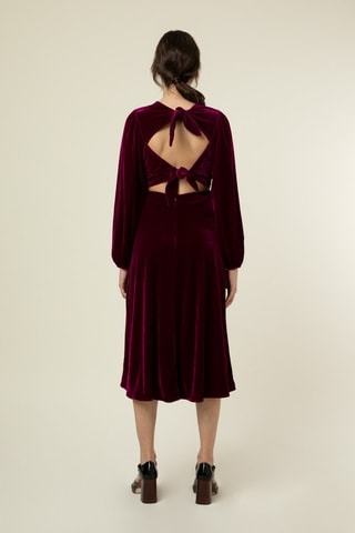 Robe midi en velours Galane - Bordeaux